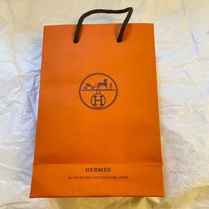 NEW AUTHENTIC Hermes Empty Orange Shopping Gift Paper Bag Tote 8.5×6×2.75" Small